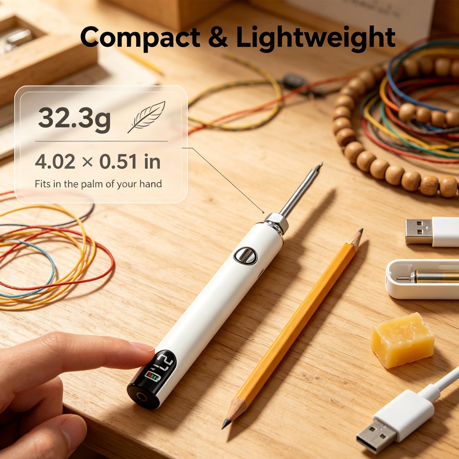 UQIANPLS White Wire Burning Pen USB Rechargeable