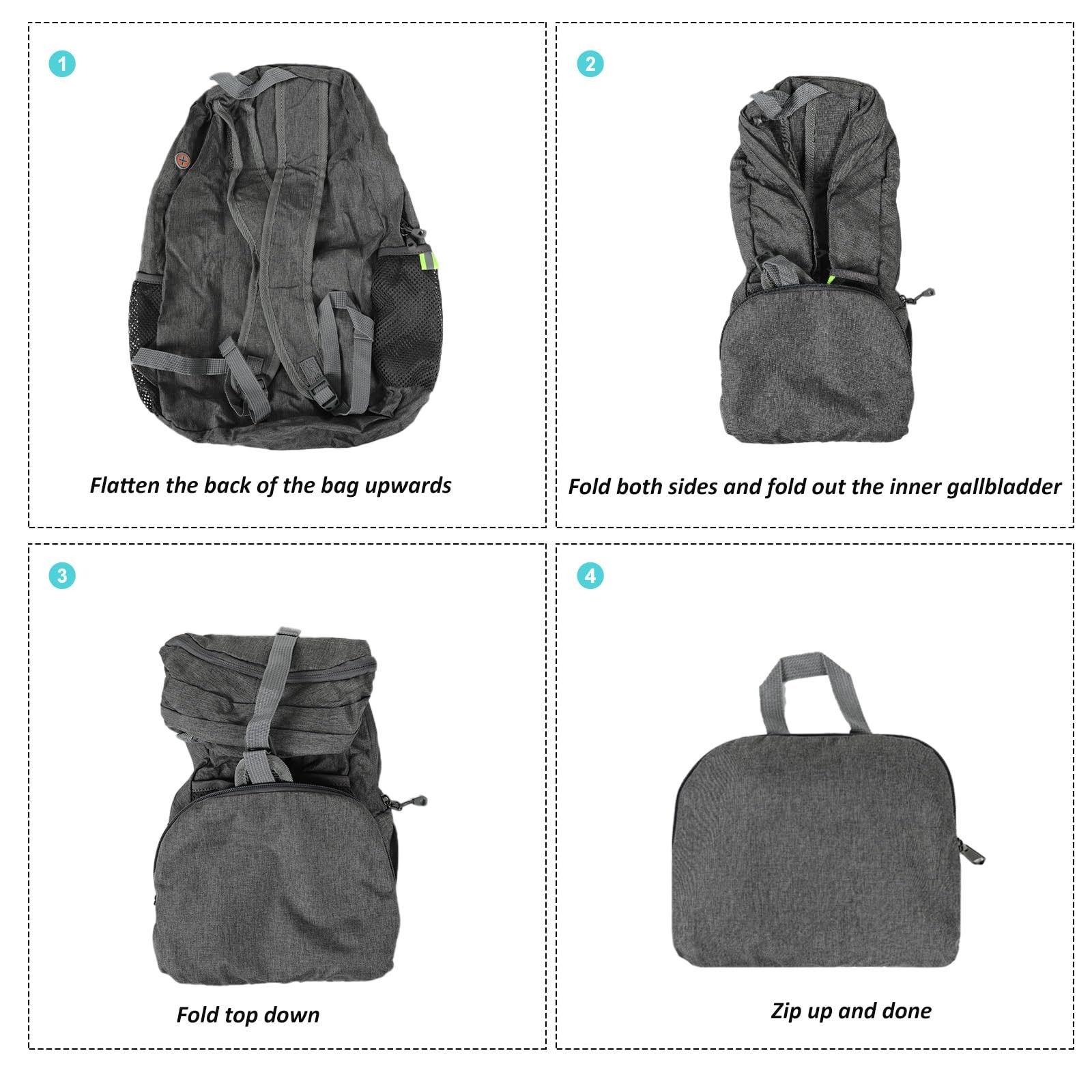 25L Ultra Lightweight Packable Backpack Foldable Hiking Travel Daypack Gray