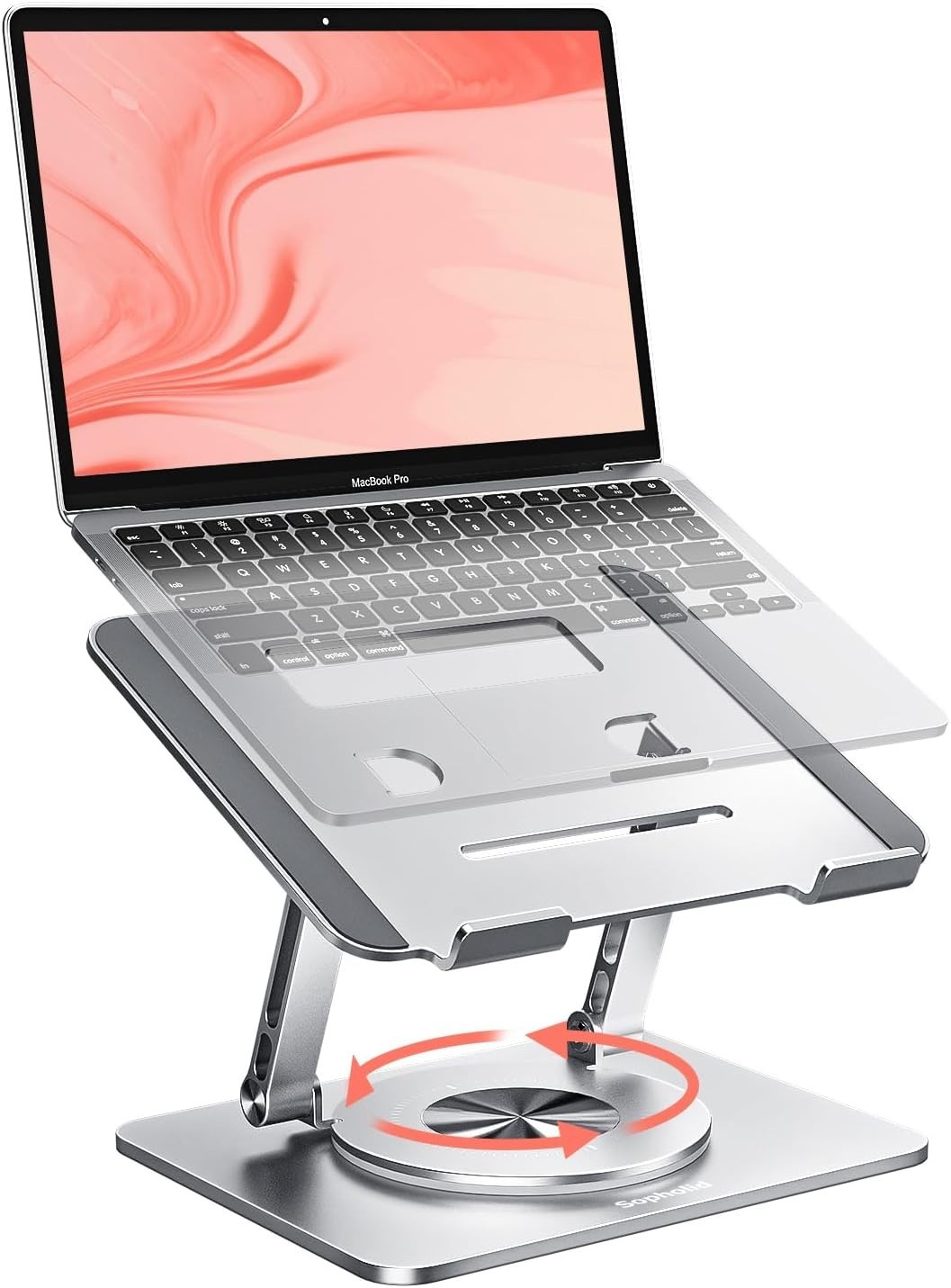 360° Swivel Laptop Stand - 2.5mm Heavy-Duty Aerospace Aluminum Adjustable Hei...