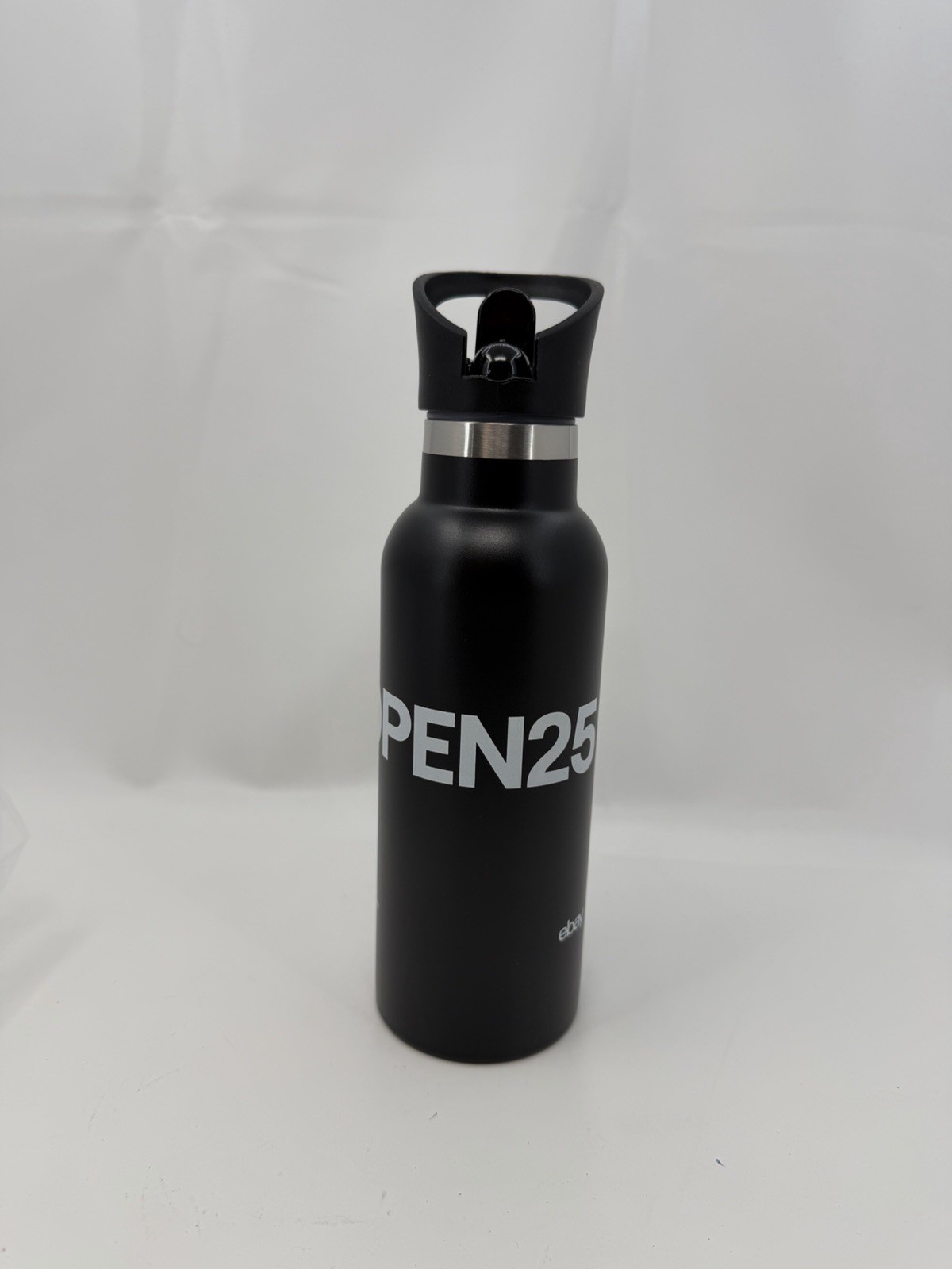NEW eBay OPEN25 Water Bottle 17 oz Black Stainless Steel Insulated with Straw