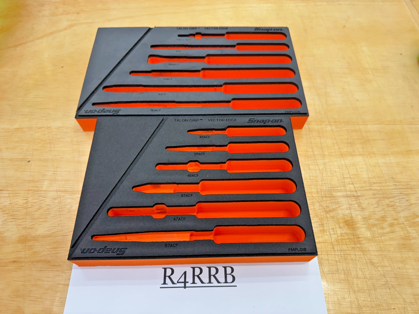 Snap-on Tools NEW 2pc ORANGE FOAM ORGANIZER TRAYS for 12pc Essential Plier Sets