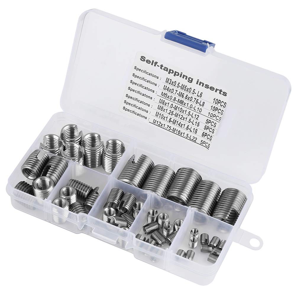 50 PCS Stainless Steel Thread Inserts Set Self Tapping Reinforce Repair Tool