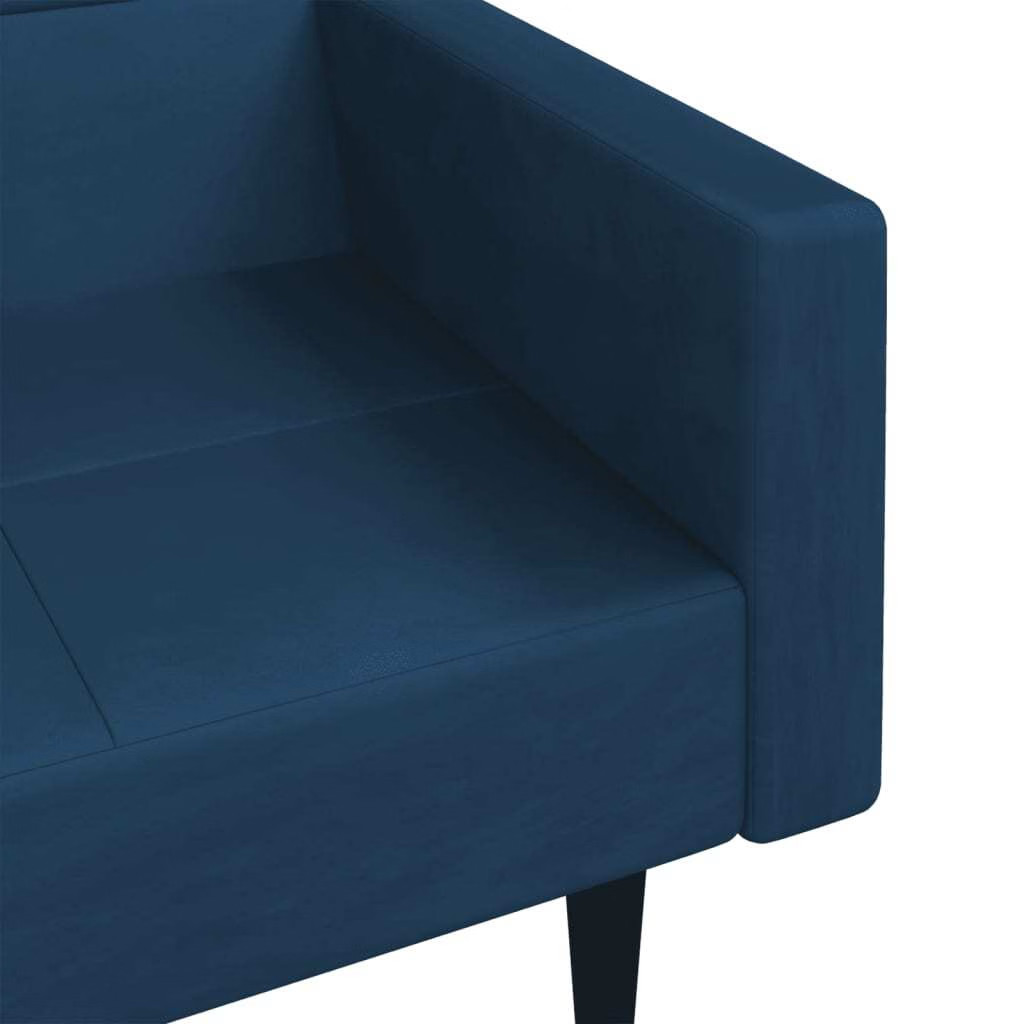 Sofa Bed Blue Velvet, Foam, Wood, Plastic Standard