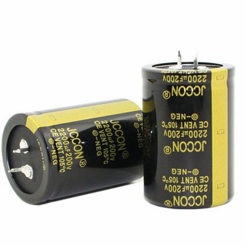 2pcs 2200UF 200V JCCON Black Gold Capacitor For Inverter &Welding Machine 35X50