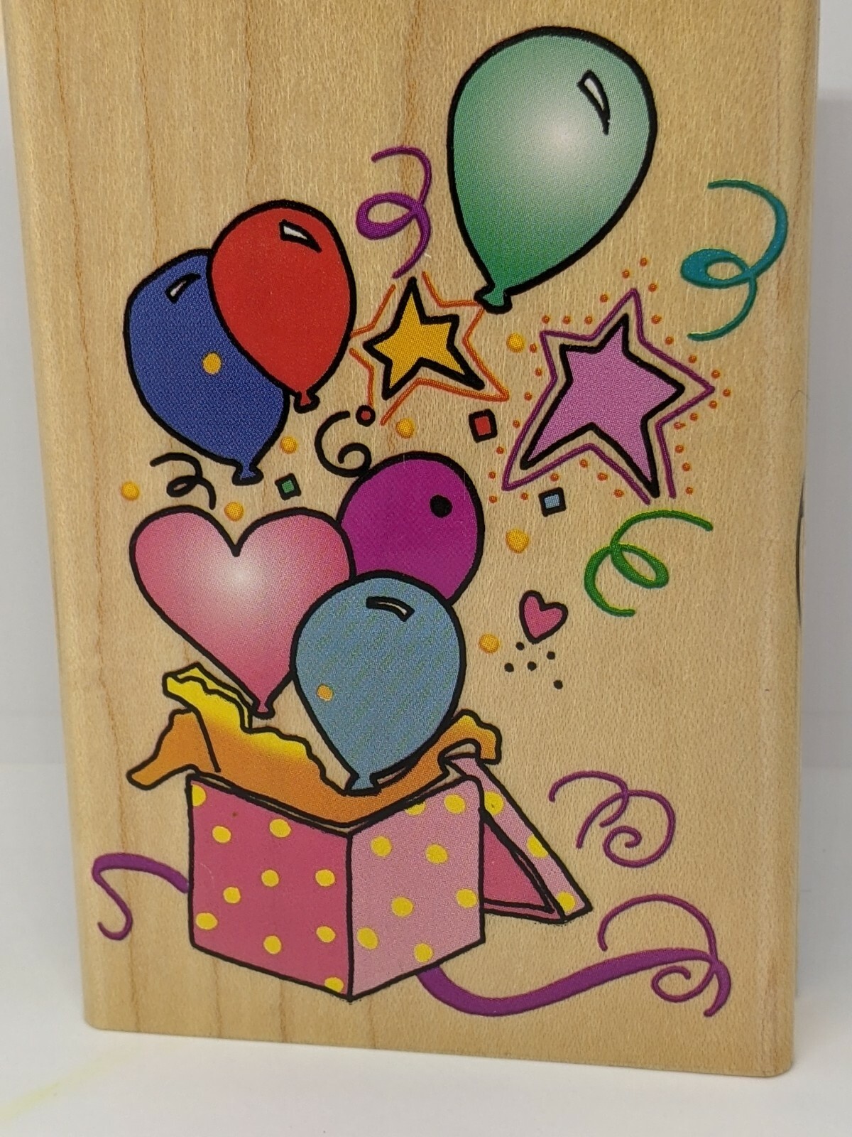 BIRTHDAY Present Balloons  -Wood / Rubber Stamp  by Inkadinkado  4 x 2.75