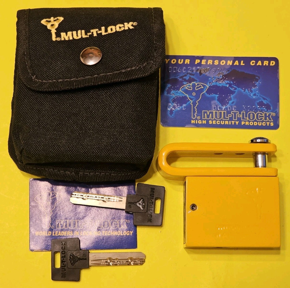 MUL T LOCK High Security Padlock Motorcycle Scooter Motor Bike Disc Lock RARE