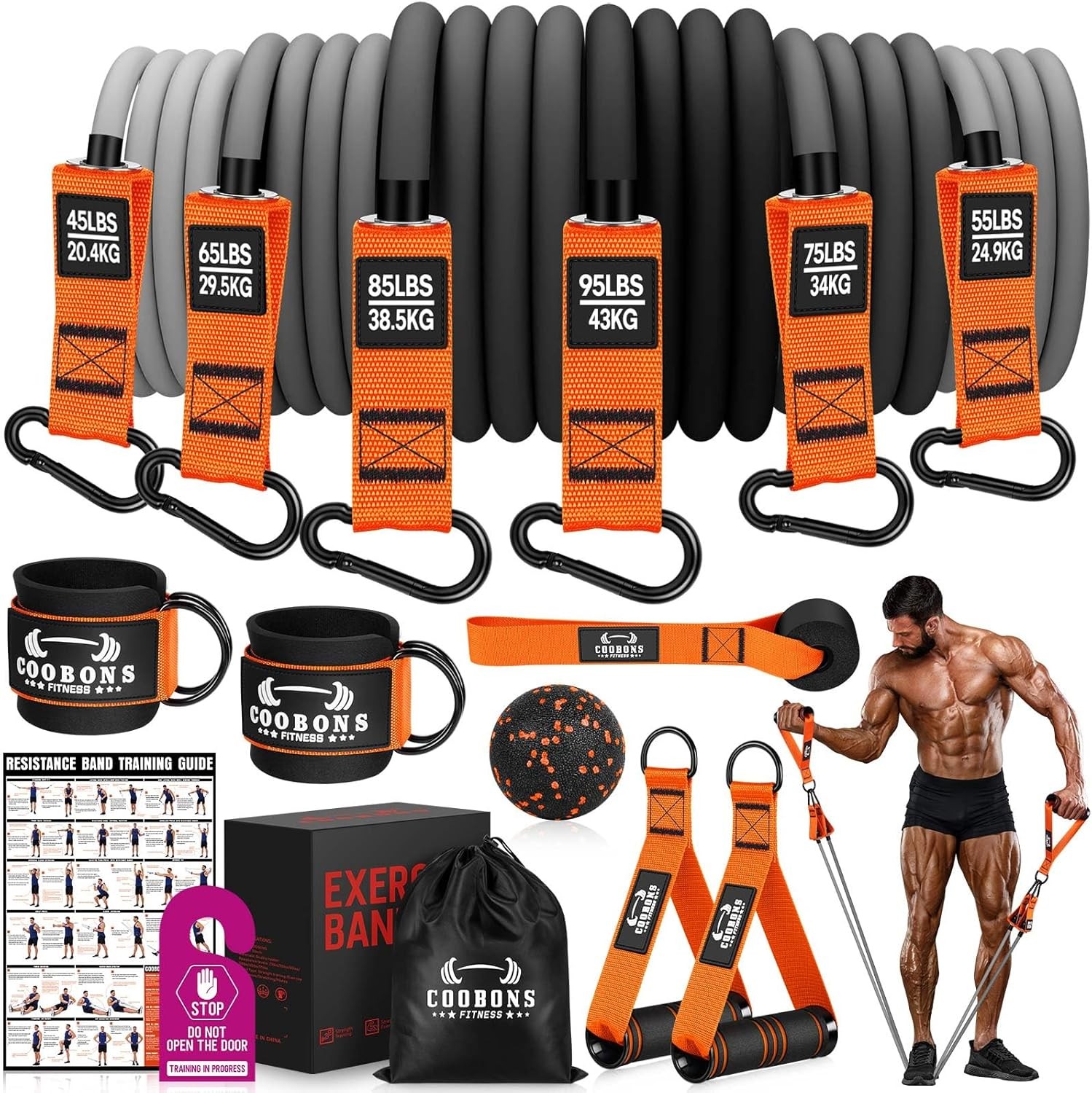 Heavy Resistance Bands Working Out 300LBS Exercise Bands W/ Handles Workout Men