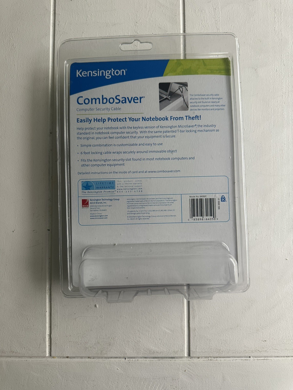 Kensington 64050 ComboSaver Notebook Computer Laptop Cable Combination Lock