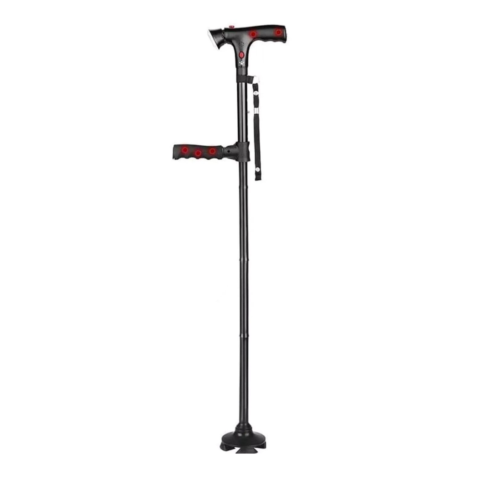 Portable Height-adjustable Walking Cane W/Side Handle Support 250lbs Capacity