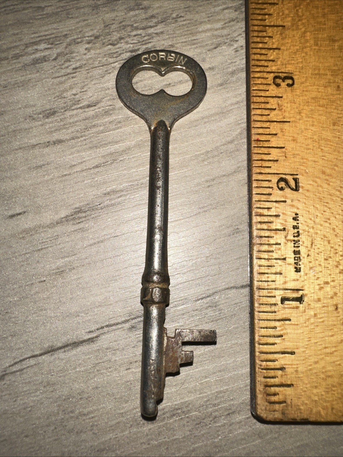 Antique Corbin Skeleton Key Solid Barrel Key. Unique Tip Design!!