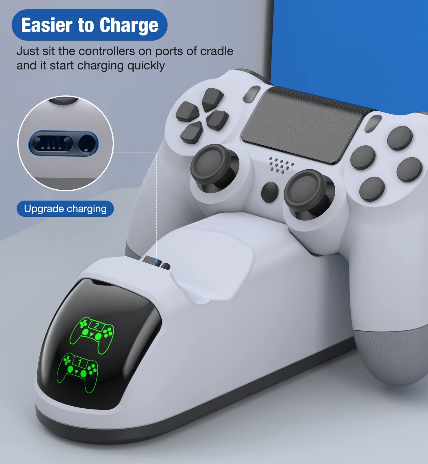 PS4 Controller Charger Dock Station with Charging Cable,1.8Hour Fast-Charging PS