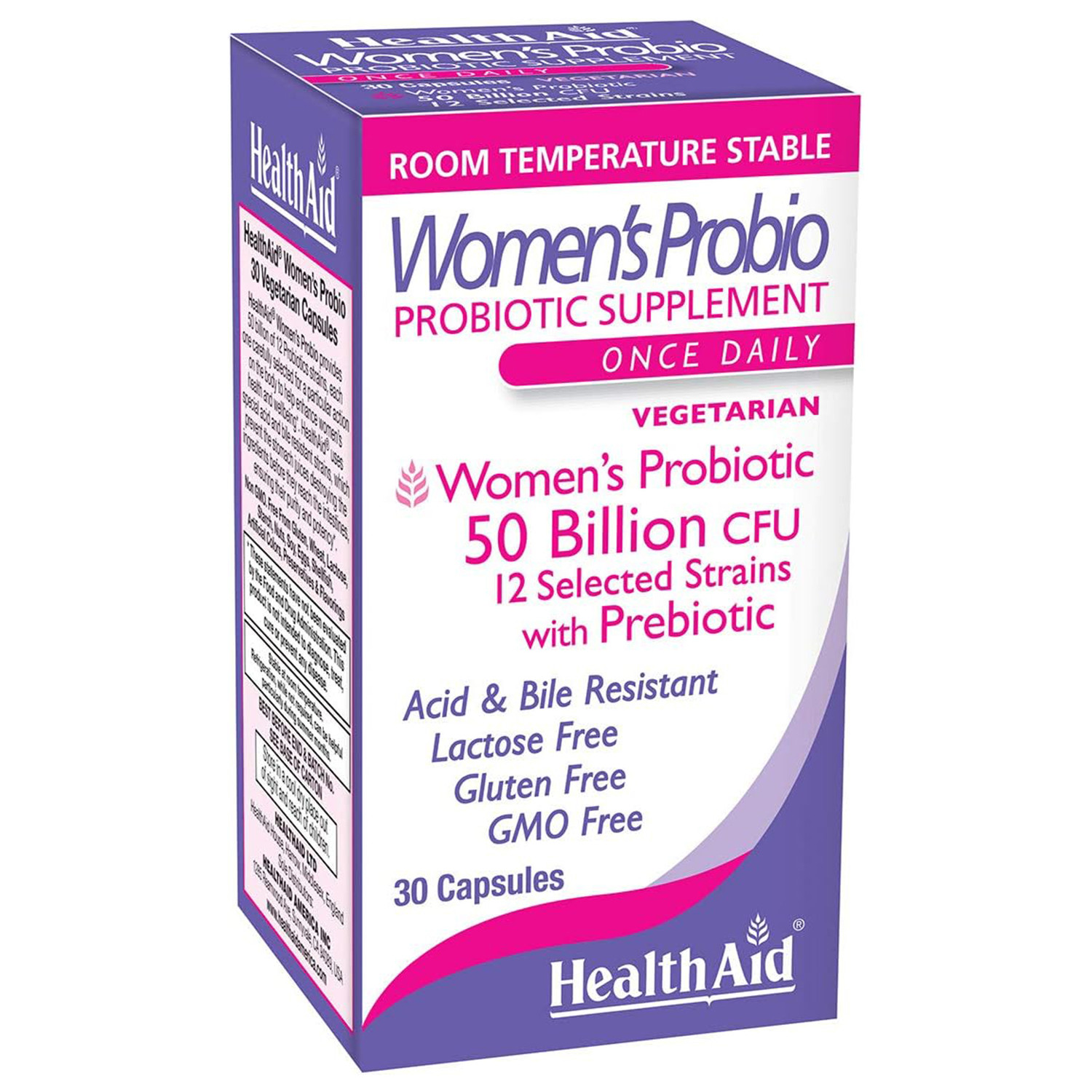 HealthAid, WomensProbio,1 Daily Capsule,Support for Feminine Health,30Caps