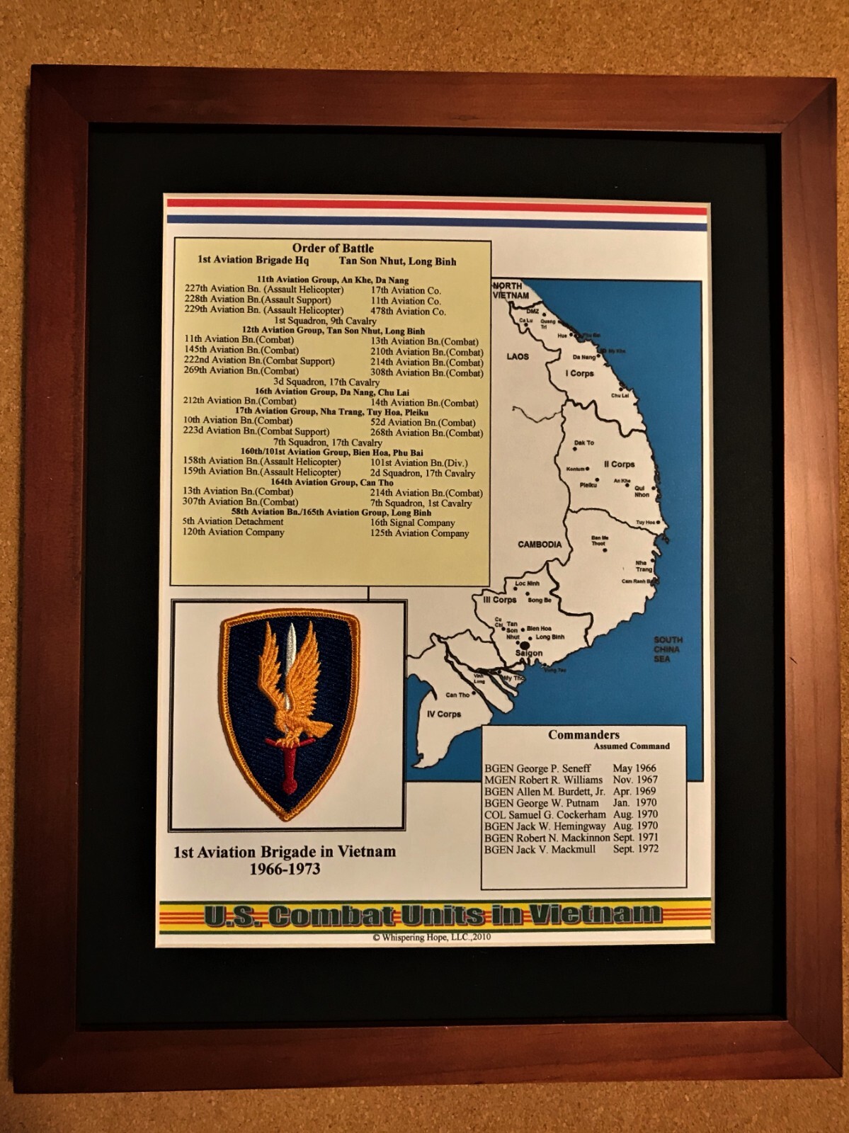 1st Aviation Brigade Unit Patch and History in Vietnam 11" x 14"