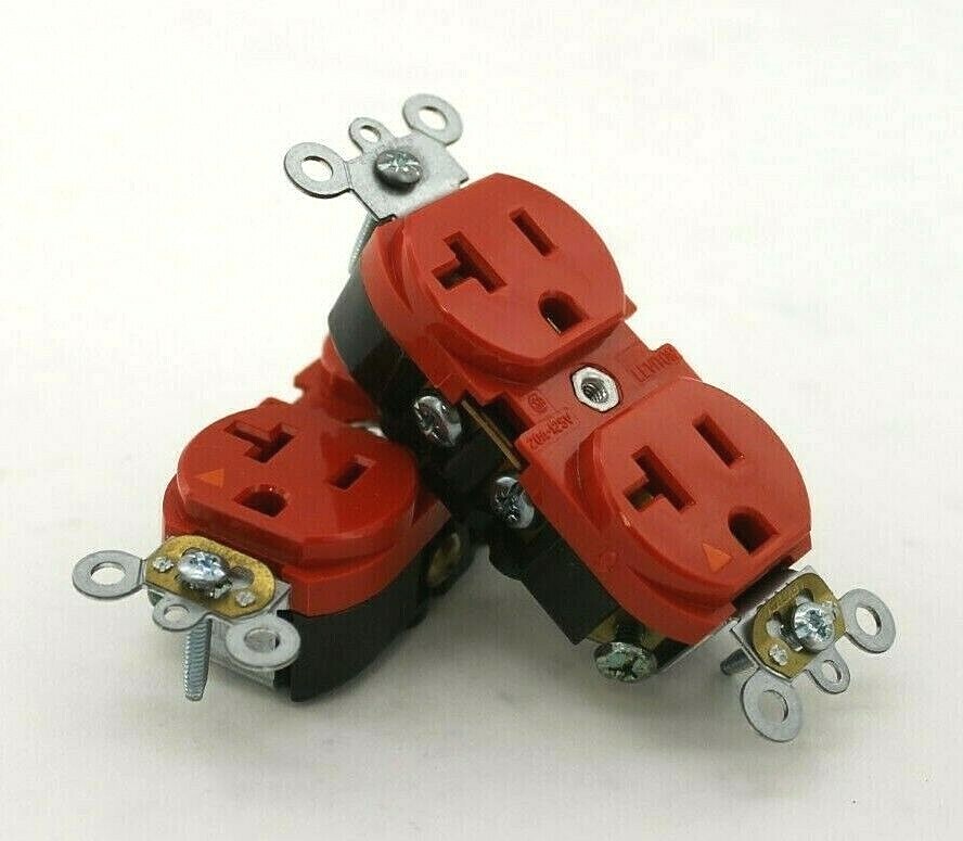 Leviton 5362-IGR Red Duplex Receptacle NEMA 5-20R (Box of 6)