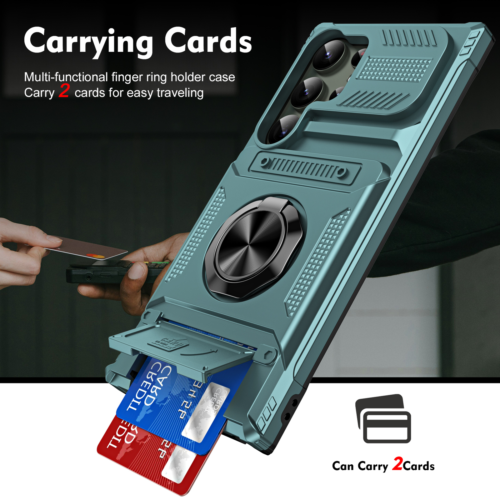 For Samsung Galaxy S26 Ultra/25 FE /S24 Magnetic Car Mount Credit Card Slot Case