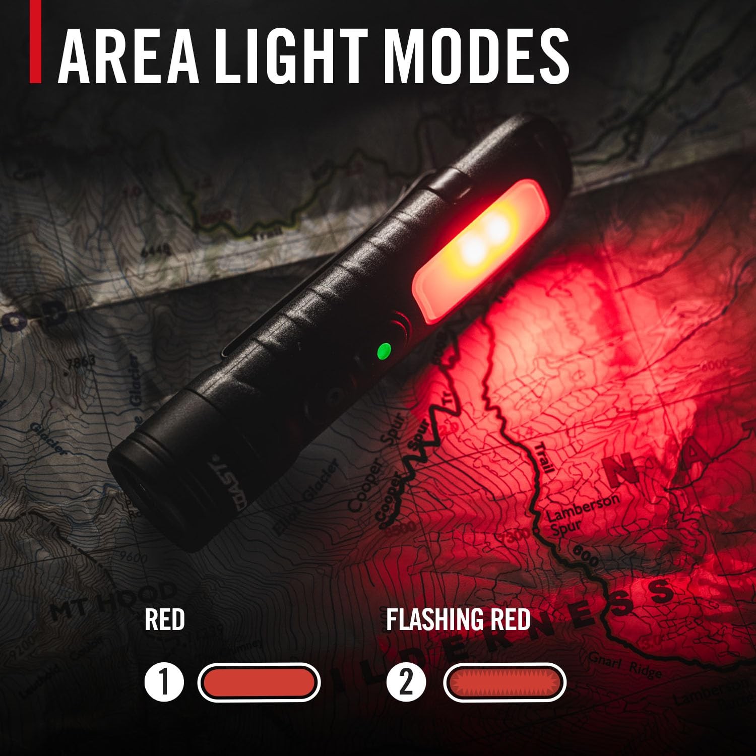 Rechargeable LED Pocket Flashlight with RED Light Coast KL35R Lumen