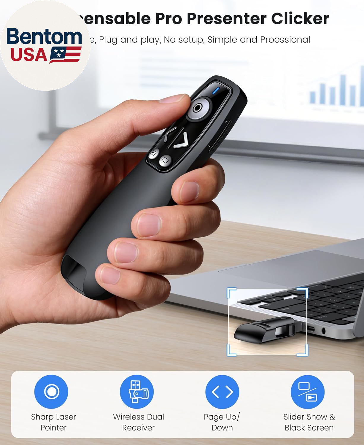 Presentation Clicker Wireless Presenter Remote for Powerpoint, Powerpoint Clicke