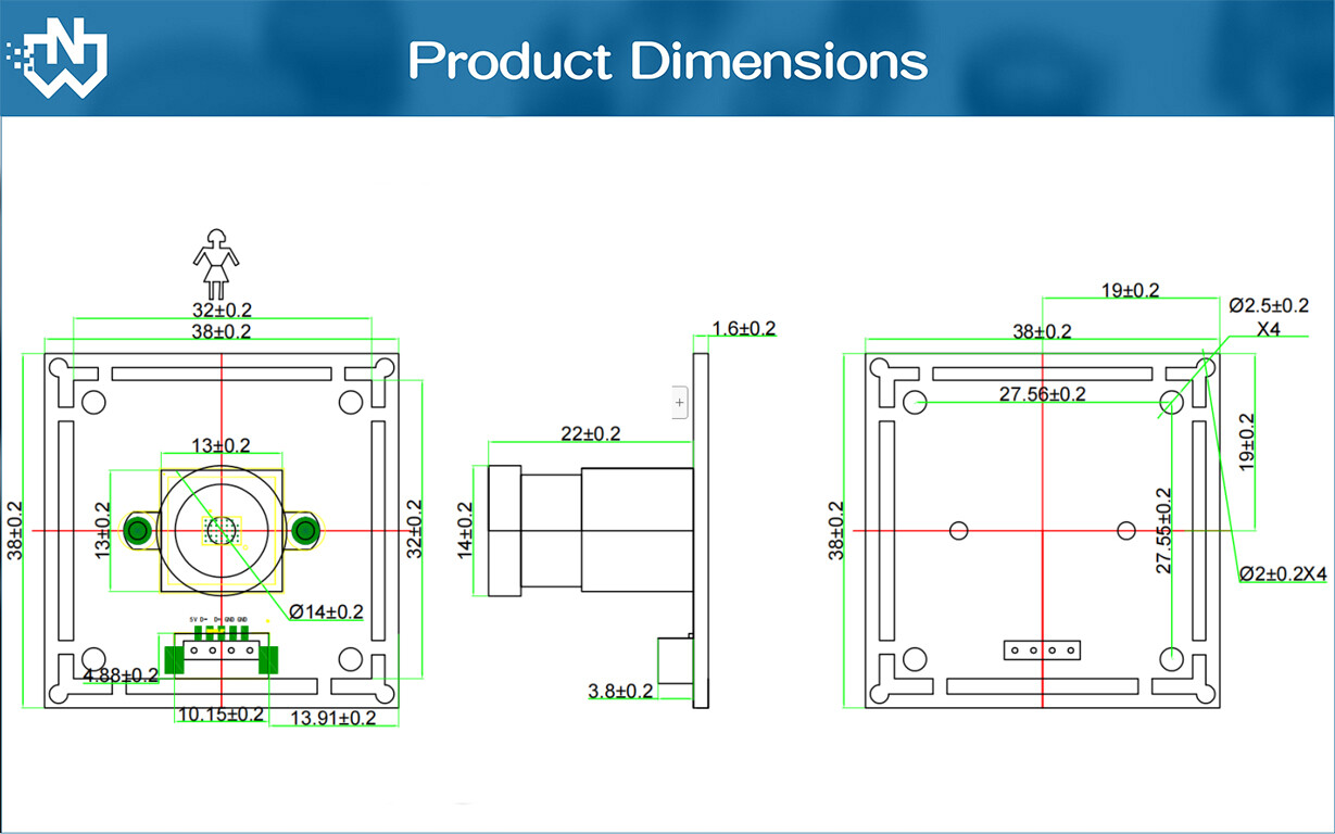 73 Degree 1/4 Inch CMOS Sensor 1MP 720P 60FPS Fixed Focus USB Camera Module