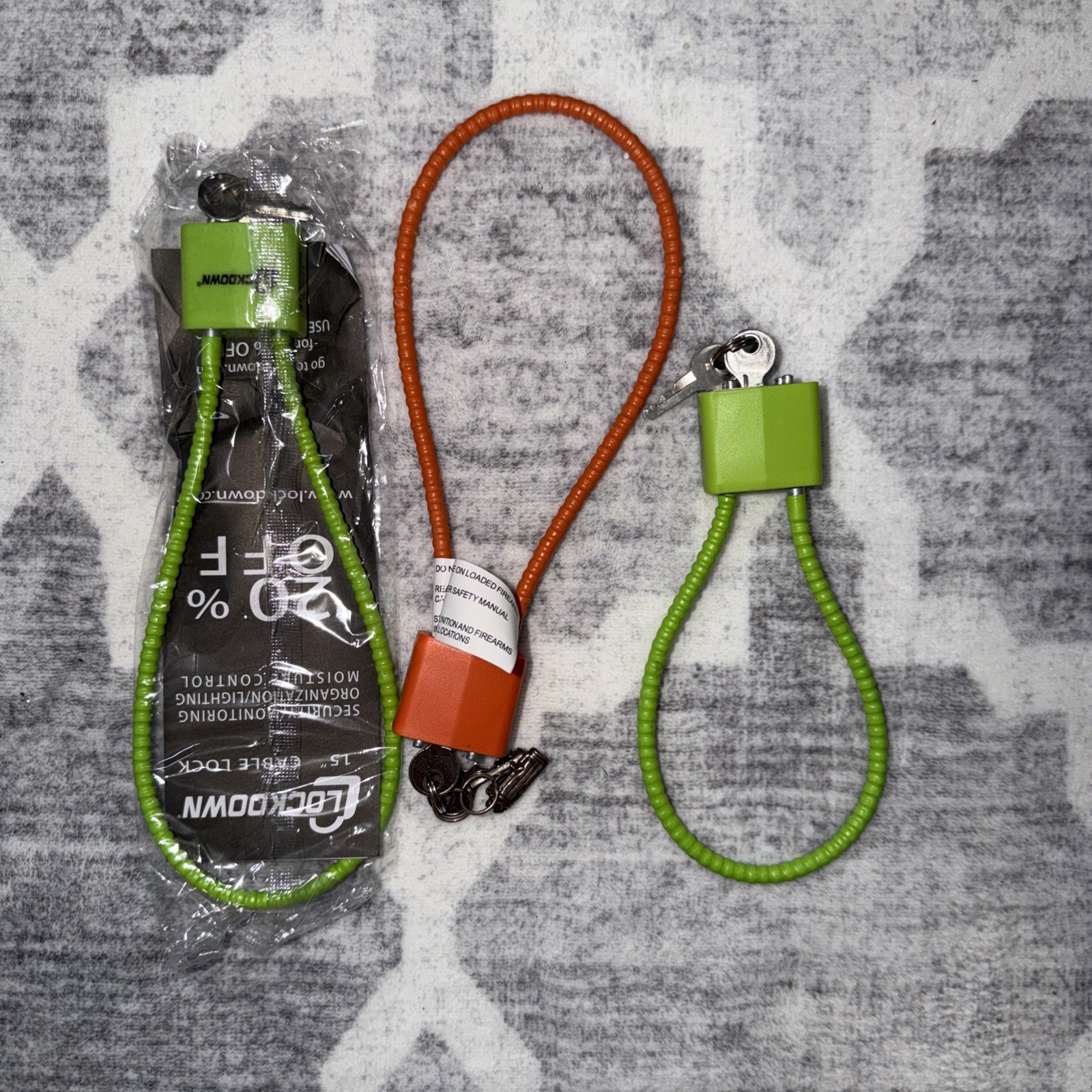 Gun Locks 3 Cable Pistol Shotgun Rifle Child Safety Neon Color Extra Keys