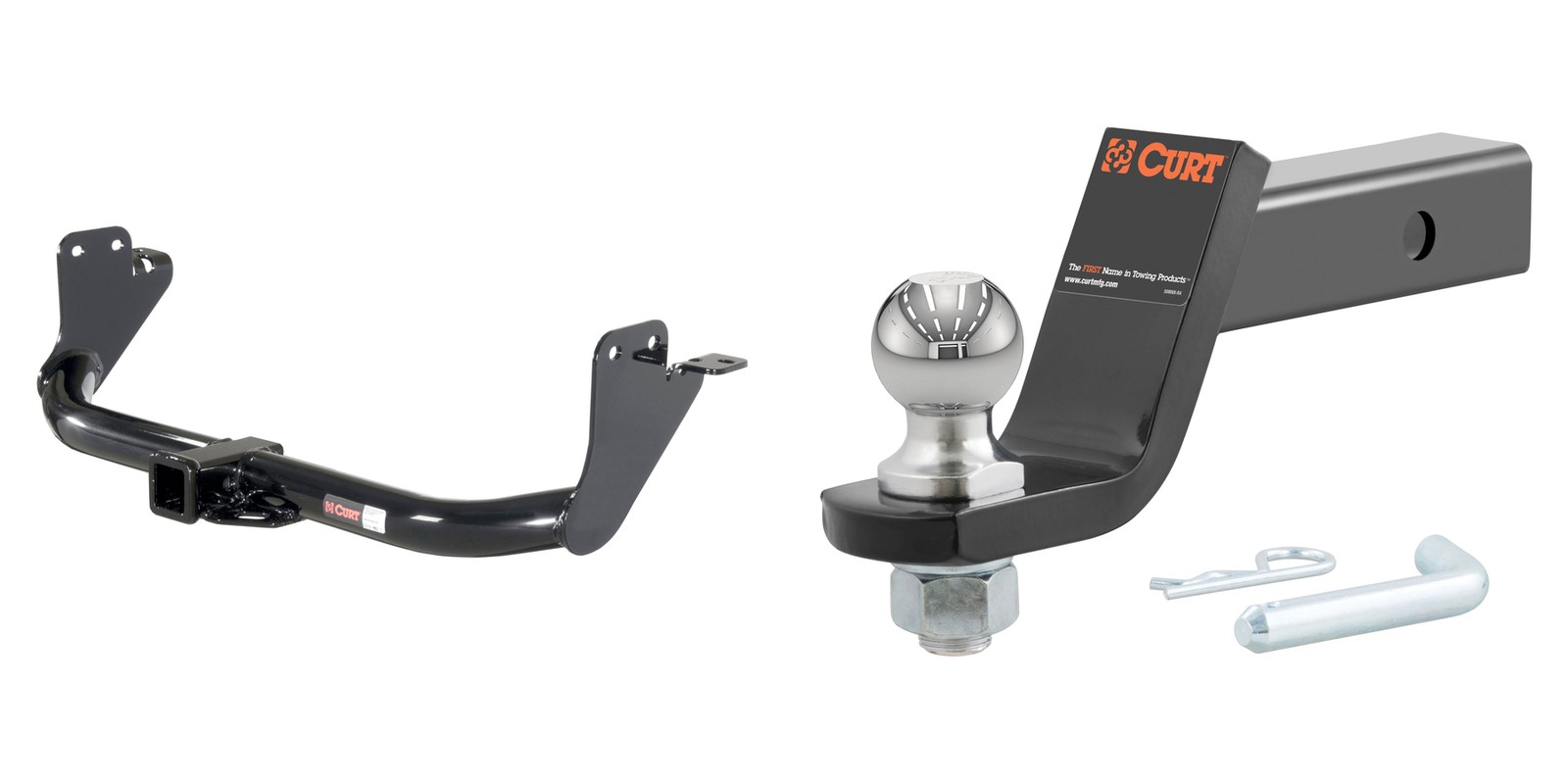 CURT Trailer Hitch Tow Kit 2in Receiver Class 3, Ball Mount, Pin & Clip - 13079