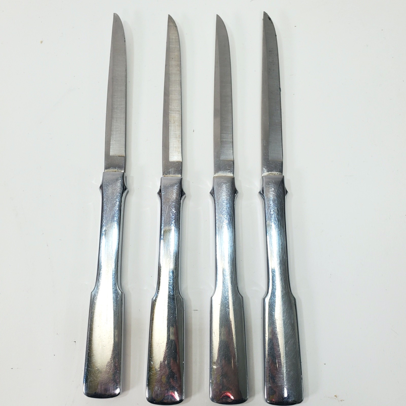 Vintage MCM Carvel Hall Minimalist Stainless Steel Steak Knives Set of 4