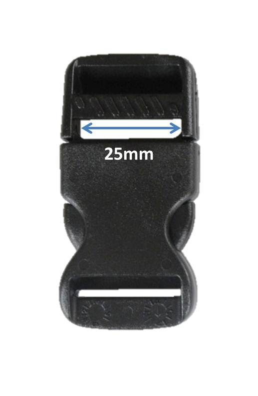 25mm Black Plastic Side Quick Release Buckle Clip – Belt Strap Backpack Bag RE