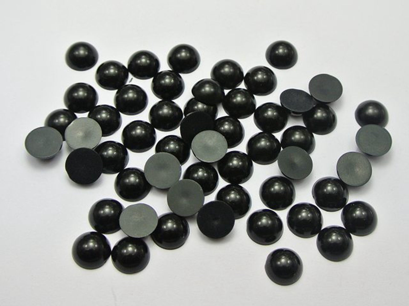 200 Black Half Pearl Bead 10mm Flat Back Gem Scrapbook Craft