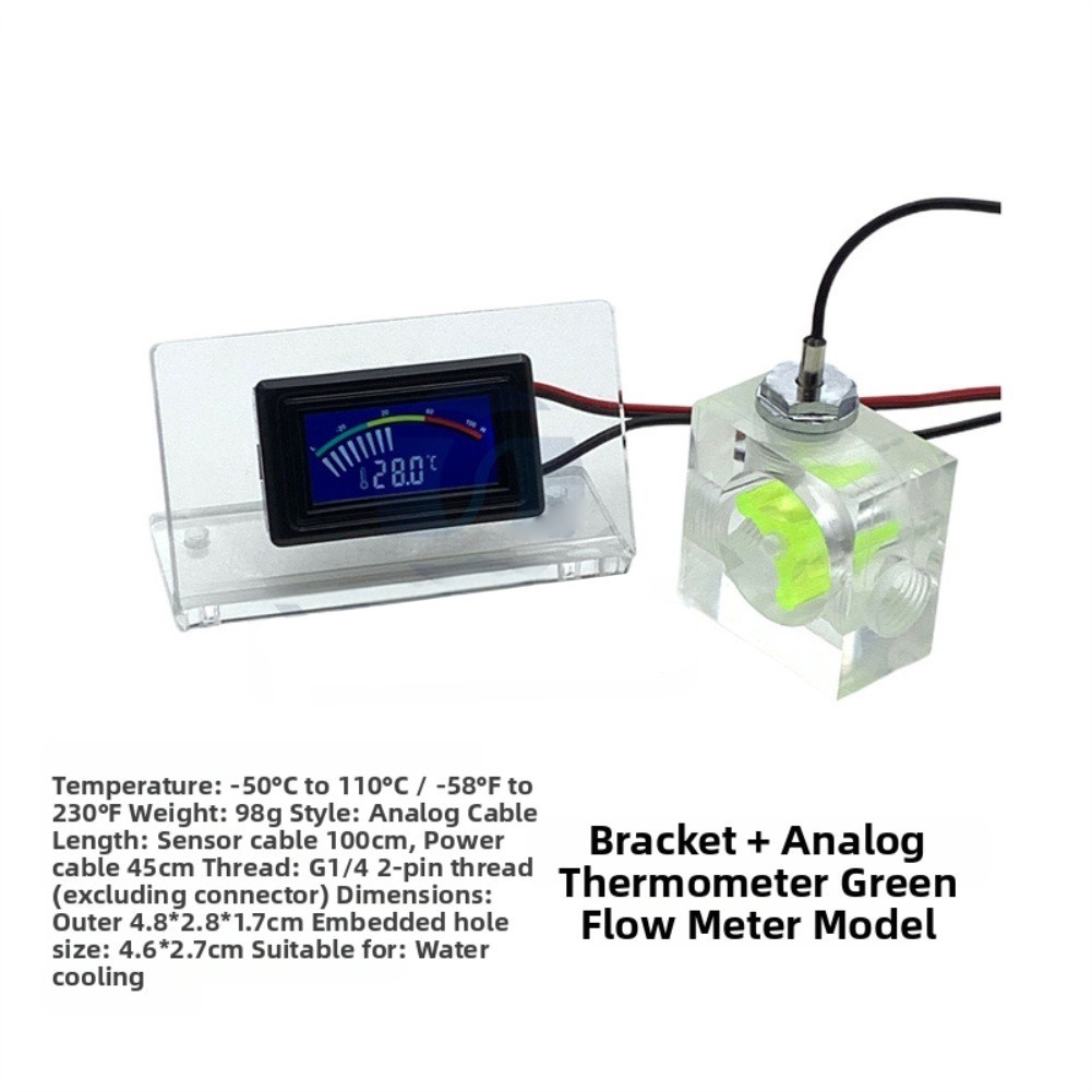 Watercooled System with LED Thermometer and for acrylic Three Way Flow Meter
