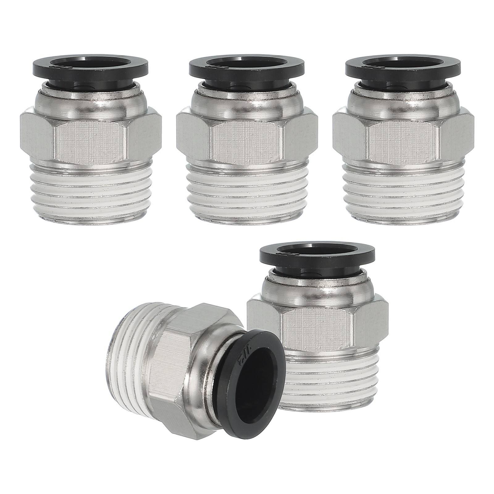 5 Pcs NPT Female 1/2" Tube OD x 1/2" NPT Thread Push to Connect Fittings, Black