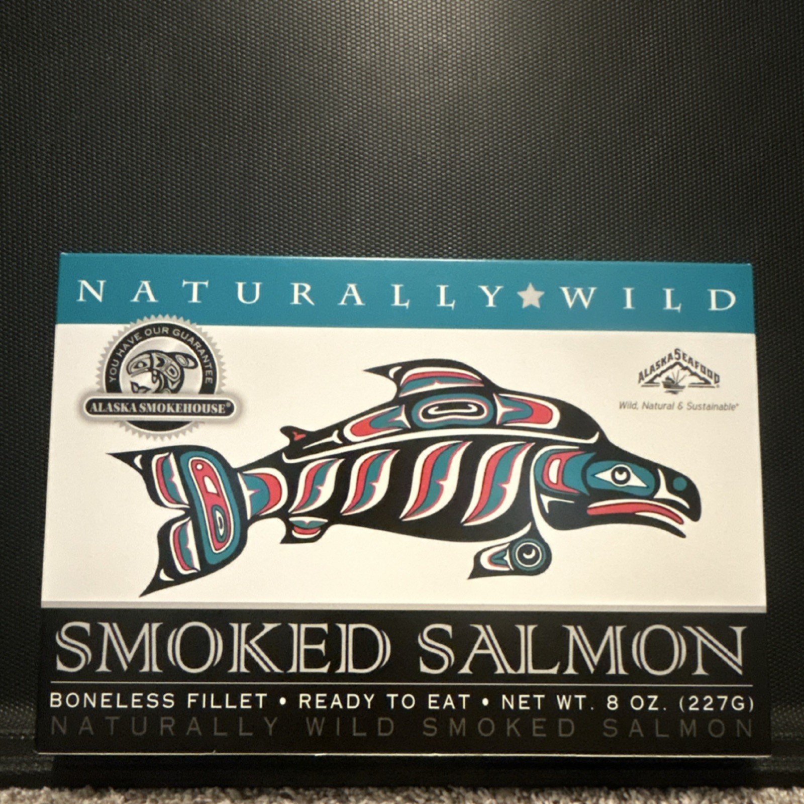 Alaska Smokehouse Naturally Wild Smoked Salmon Boneless Fillet Hot Smoked 8 oz