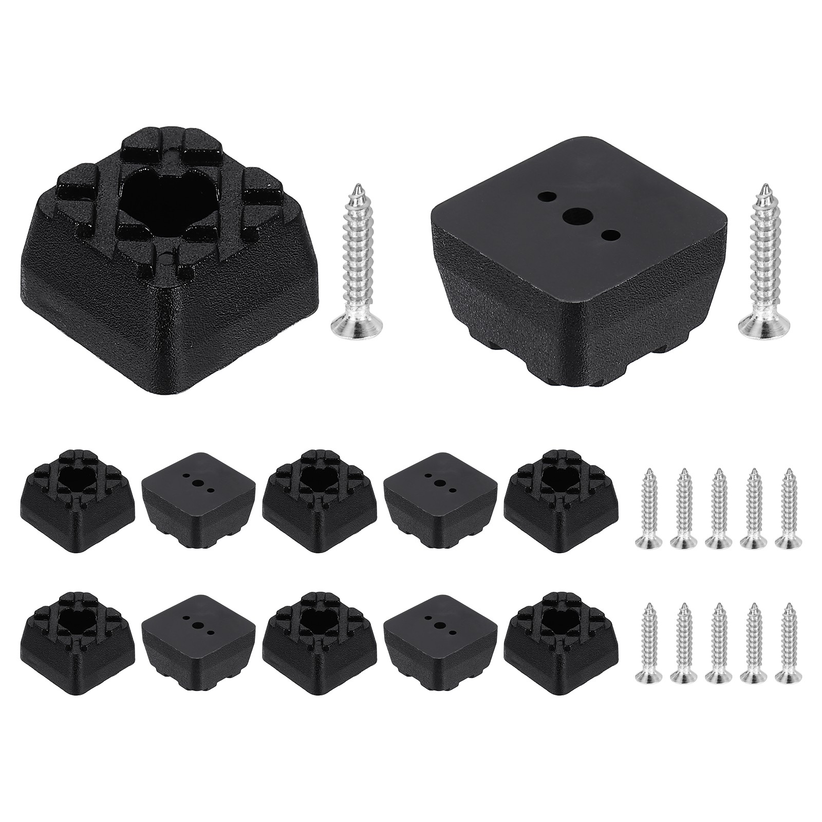 12Pcs Furniture Pads, 0.94" W x 0.55" H Tapered Non Slip Feet with Screw, Black