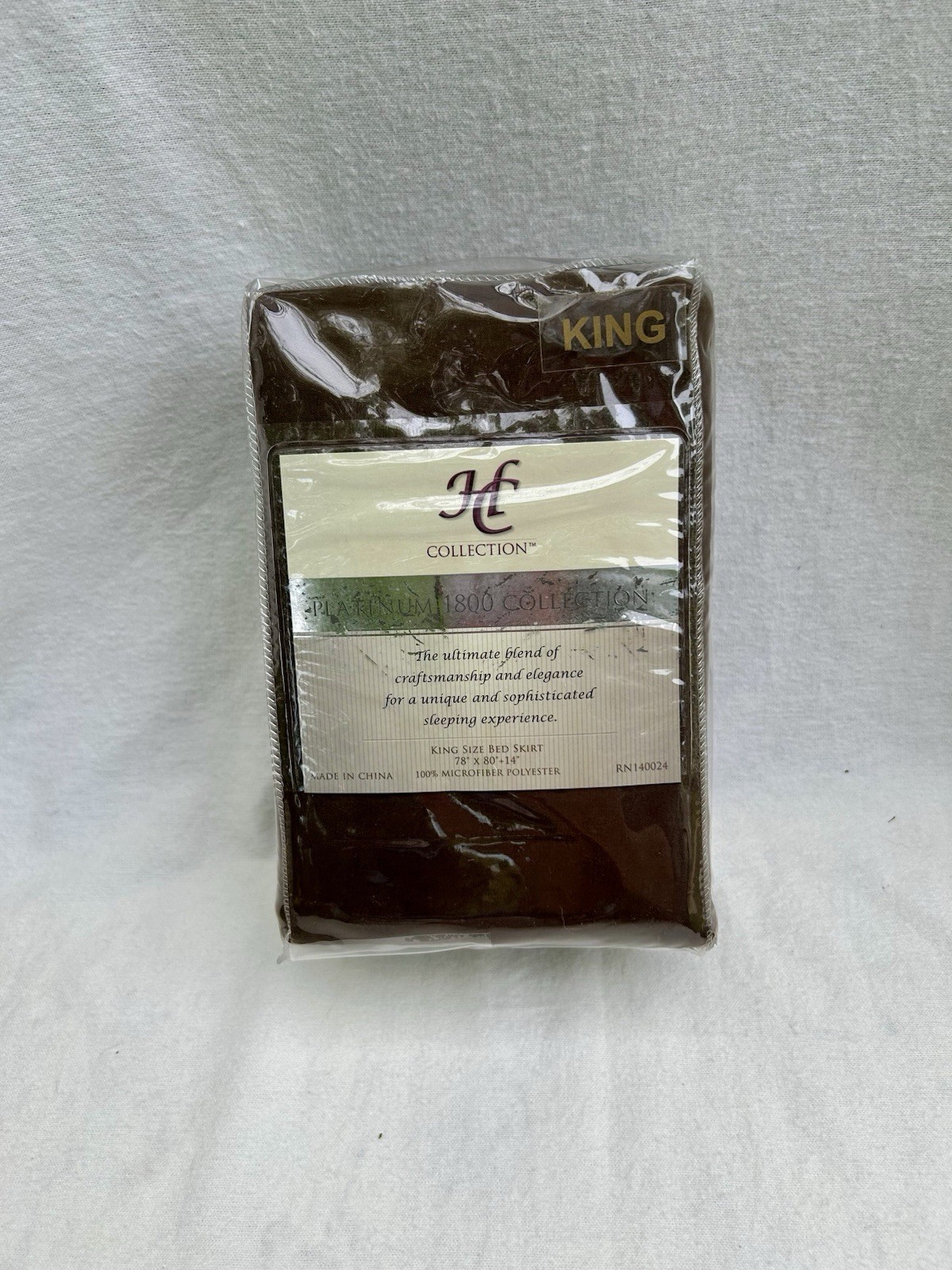 HC Collection Platinum 1800 King Bed Skirt Brown Microfiber Solid 78x80