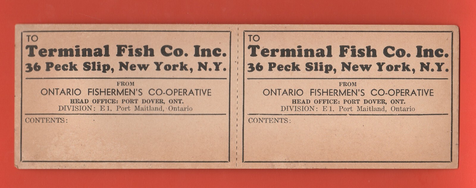 VINTAGE 1940'S FINLAY FISH CO. HAMILTON ONTARIO CANADA PECK SLIPS