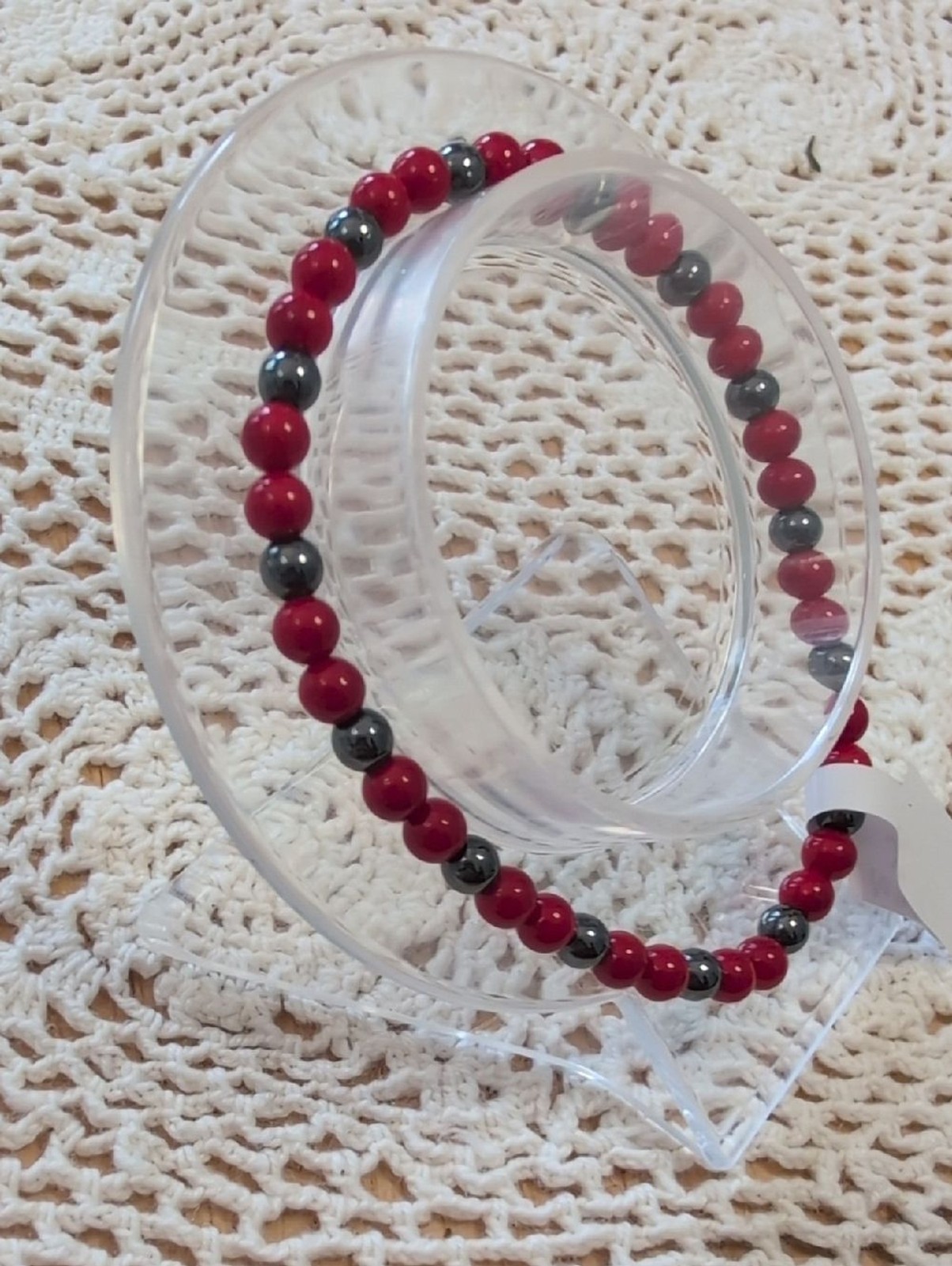 Masha Jade And Hematite Stretch Bracelet
