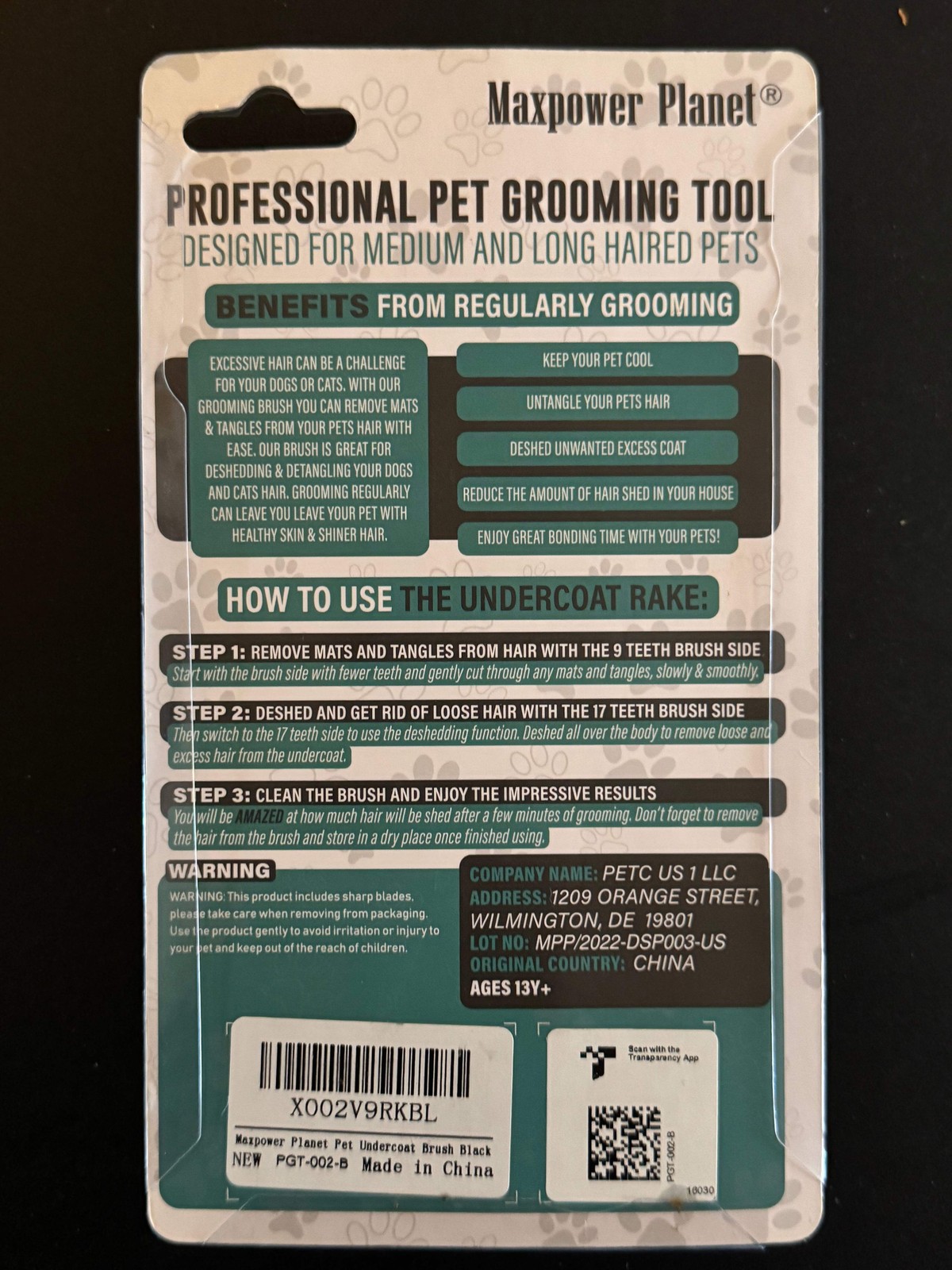 Maxpower Planet Pet Grooming Tool Dual Head Deshedding Rake