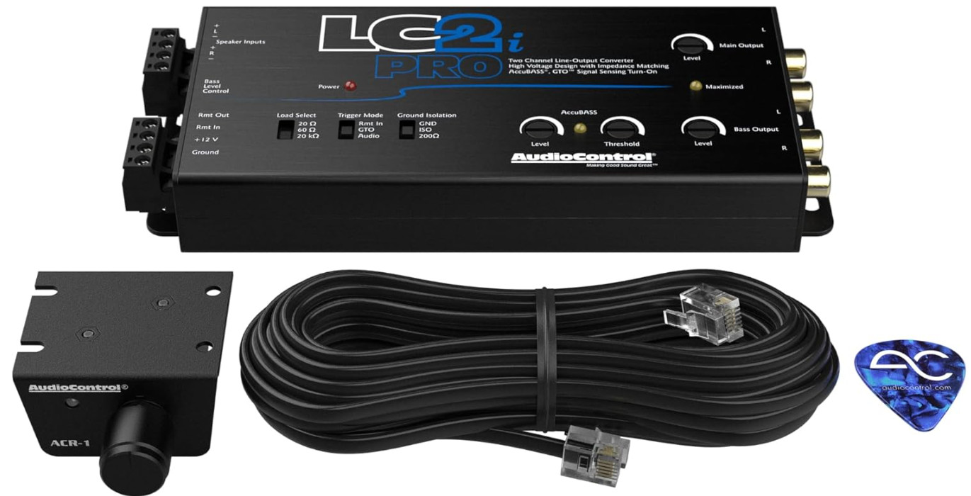 Convertidor activo 2 canales con control de graves para subwoofer y amplificador