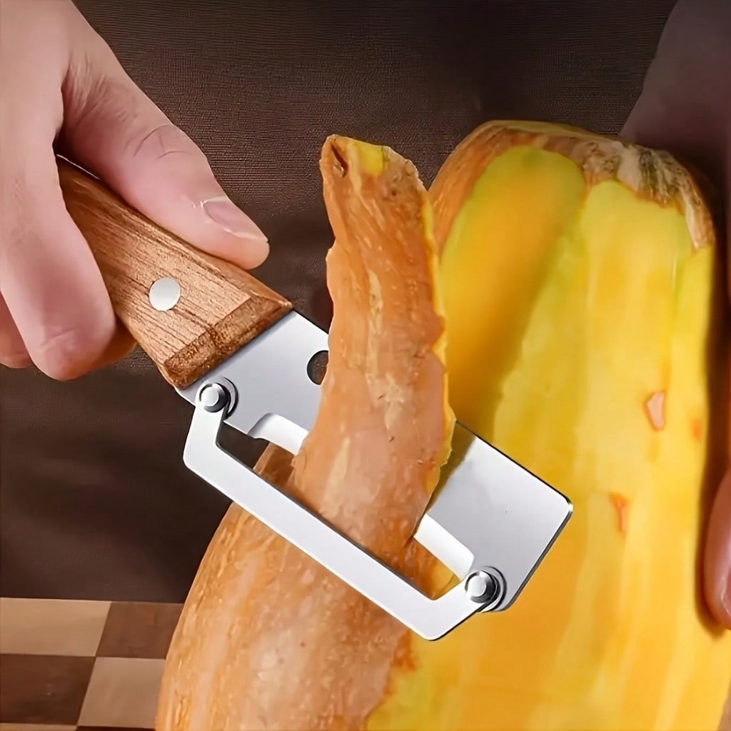 Multi-Functional Vegetable Peeler with Wooden Handle - 3CR13 Stainless Steel