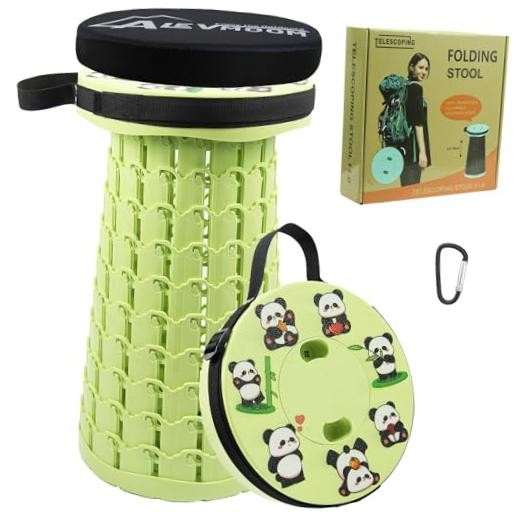 2026 Collapsible Stool with Thick Cushion, 10.24*10.24*18.1 IN Fruitgreen-panda