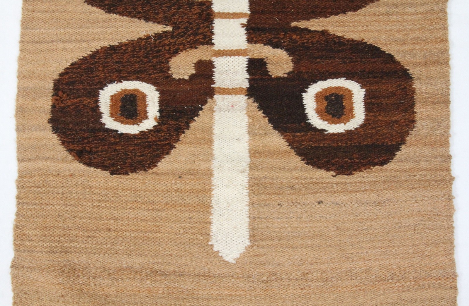 Vintage Peru 35x23.5 Hand Woven Wool Rug Tapestry Butterfly Boho Peruvian