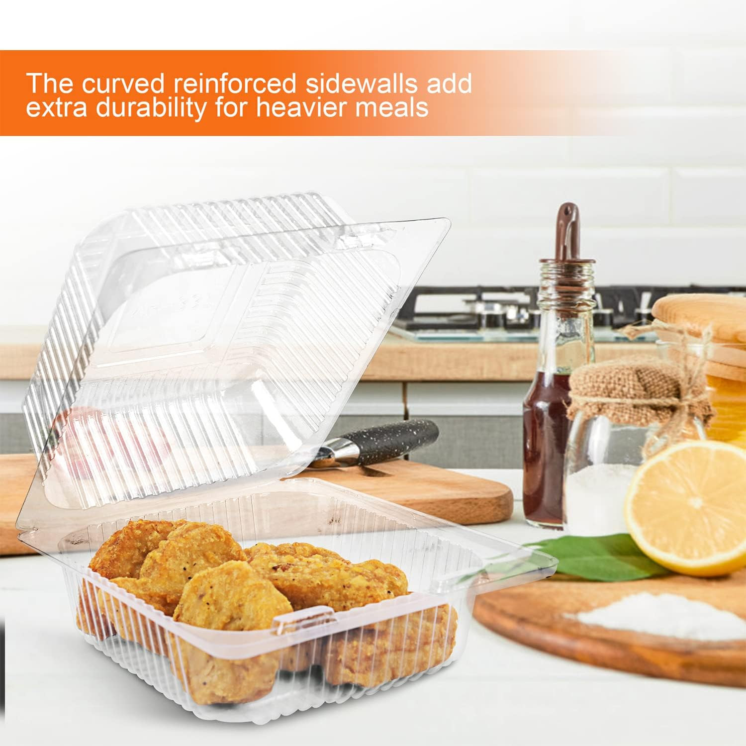 100 Pcs Clear Plastic Take Out Containers,Disposable Clamshell Dessert Container