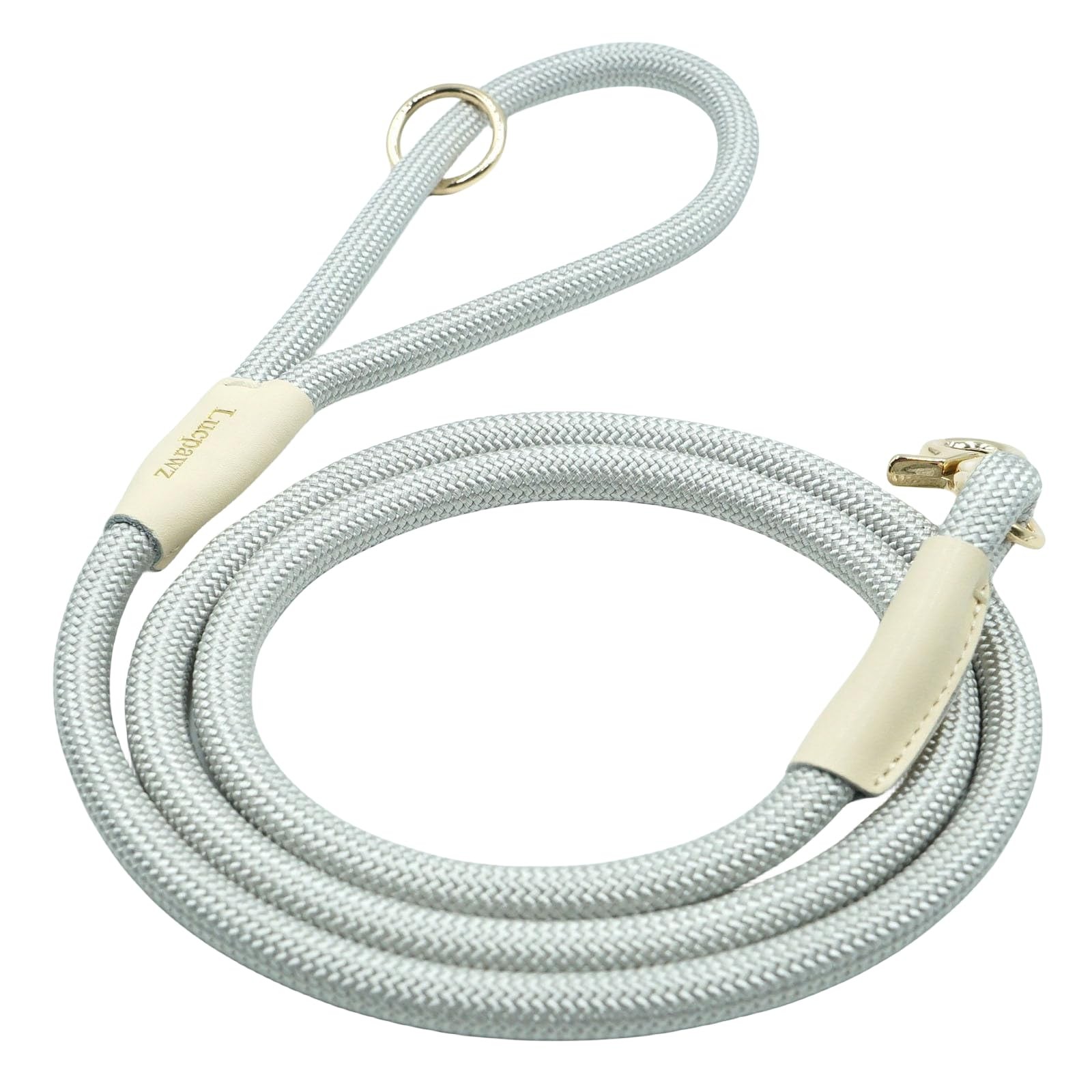 Lobster Snap Pet Leash 5FT Special Strong Nylon Rope Solid Color Grey 10mm