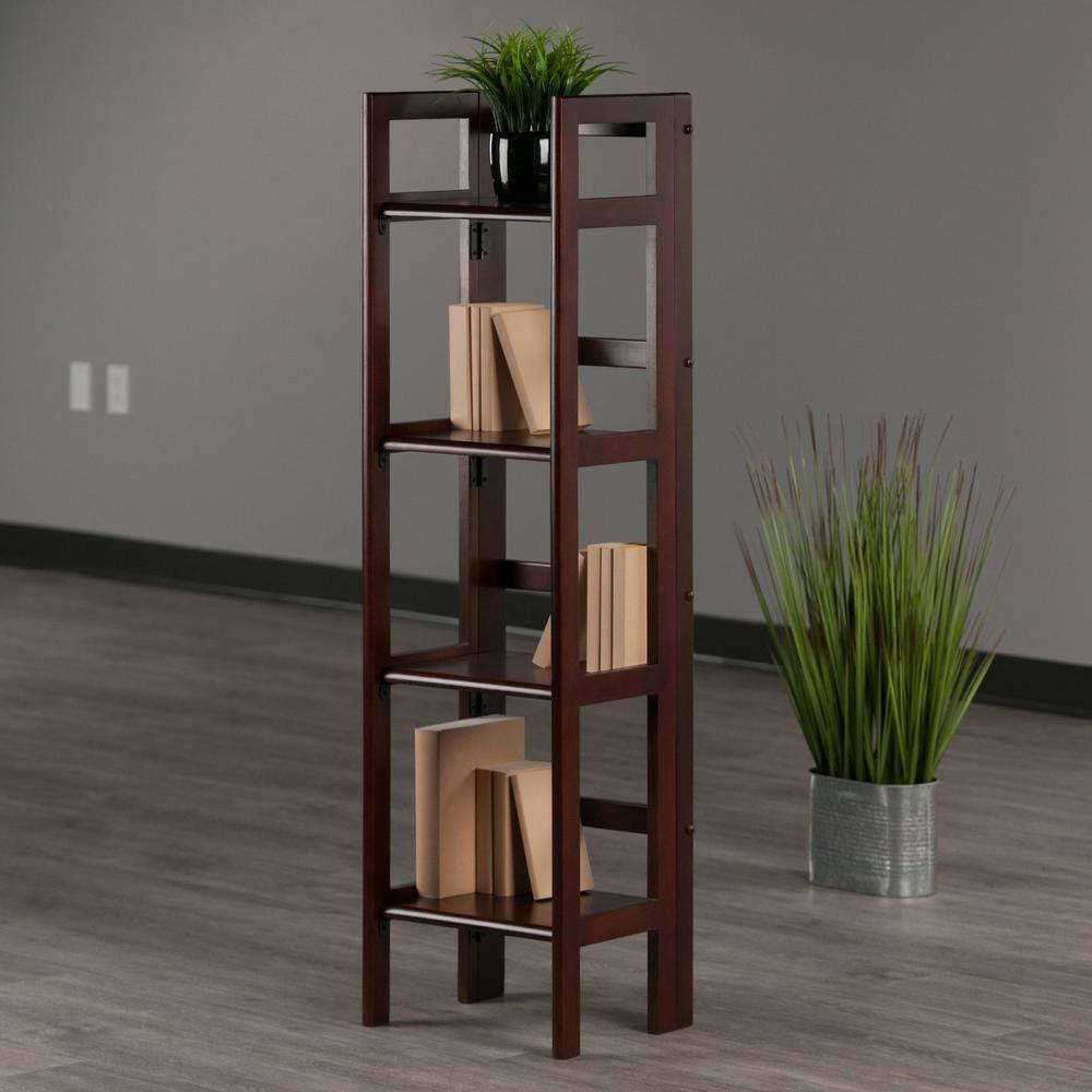 Terry 4-Tier Foldable Shelf, Narrow, Walnut