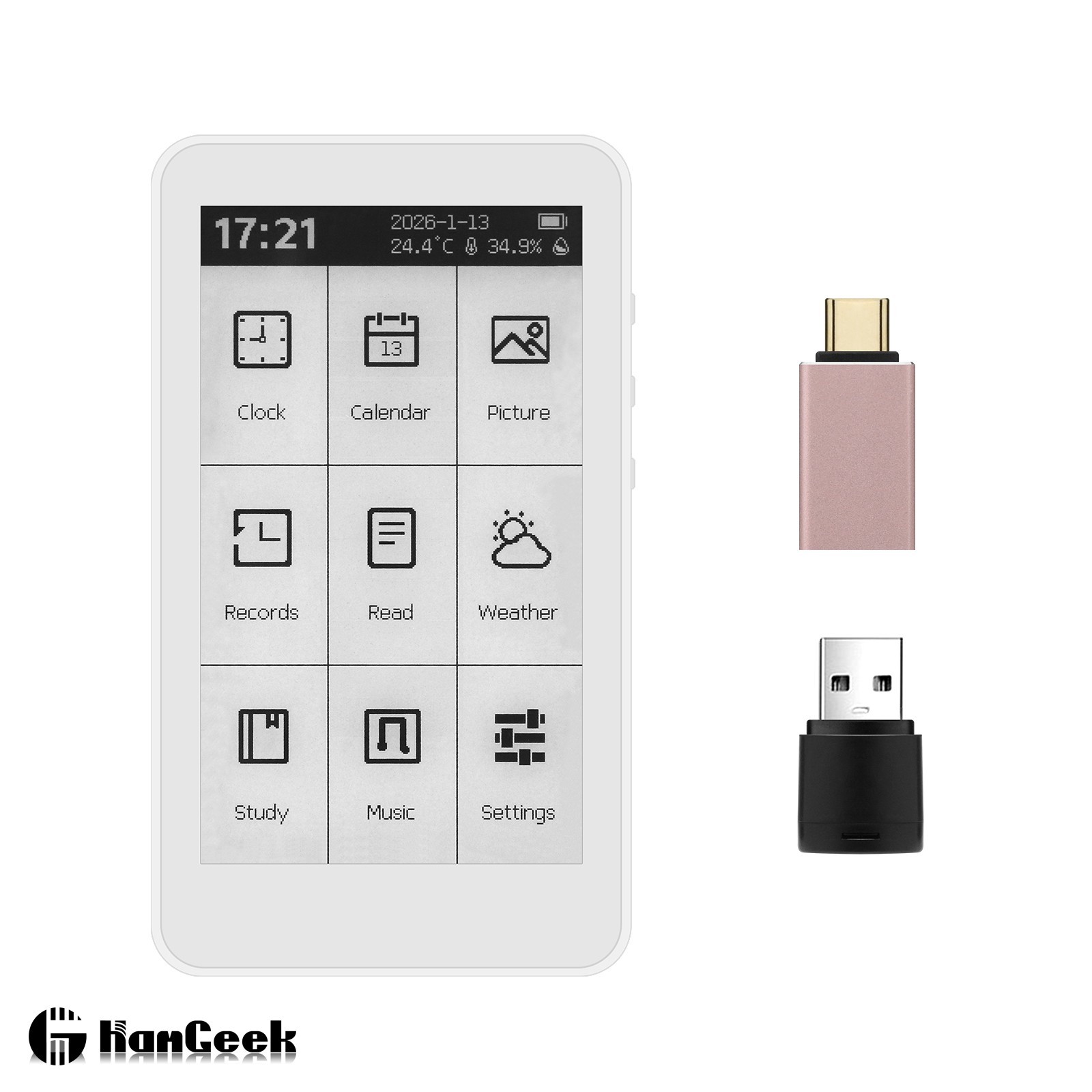 HamGeek M3 Portable E-Book Reader 3.7" Touch Screen E-Paper 10-Level Adjustable
