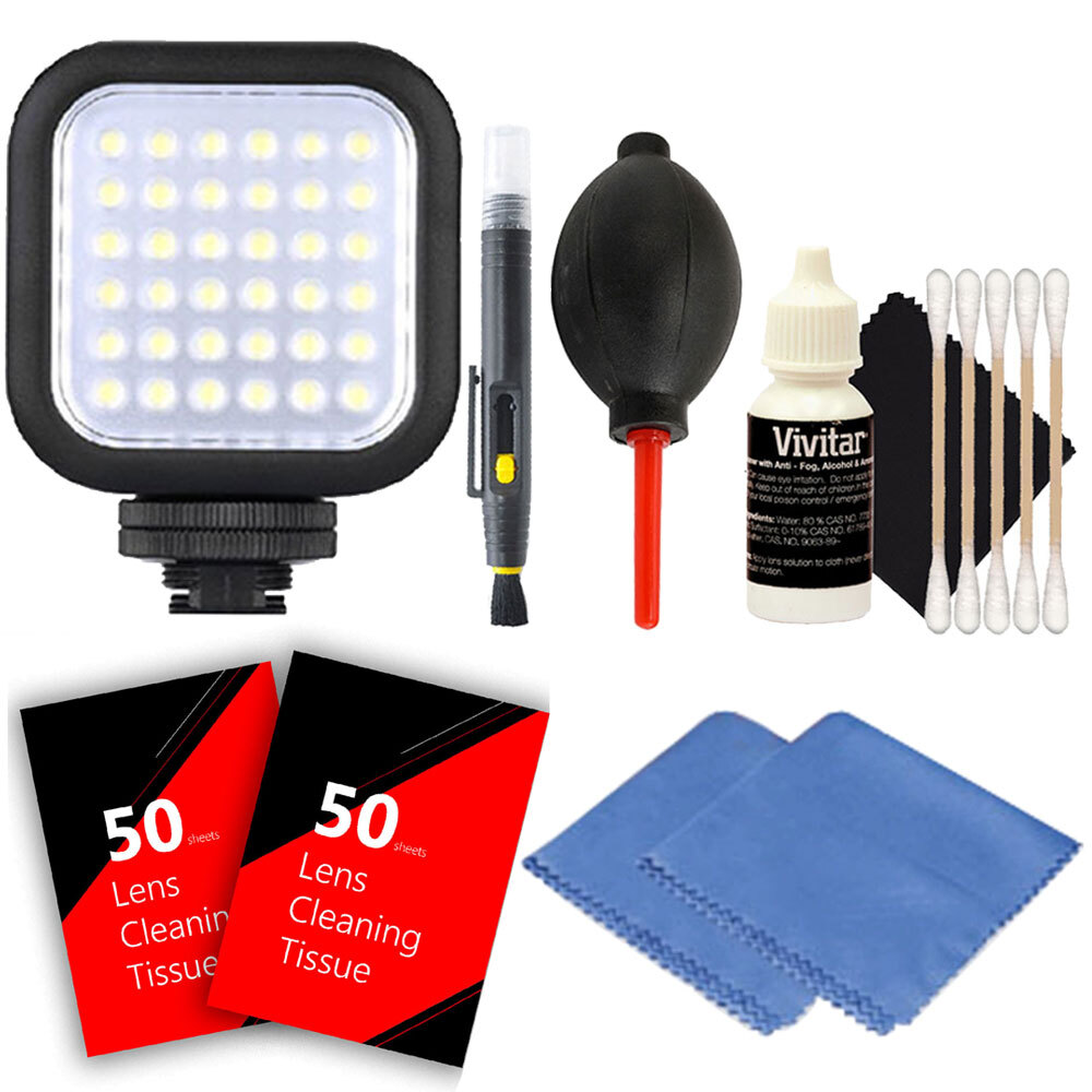 On Camera LED Video Light + Cleaning Tools for Digital SLR Camera