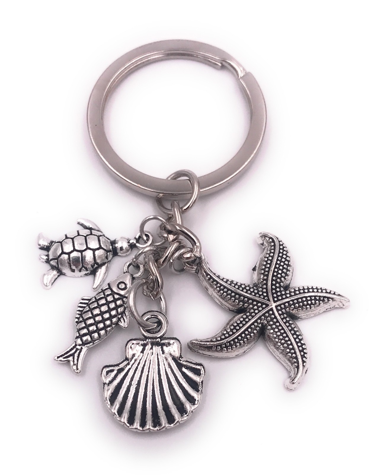 Seestern Maritime Silver Metal Keychain