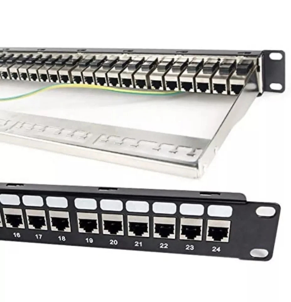 Detroit Packing 24 Port CAT6A RJ45 Through Coupler Patch Panel Back Bar Keystone