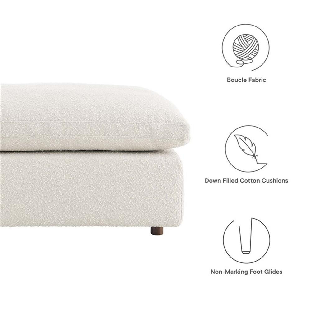 Modway Commix Upholstered Boucle Fabric & Solid Wood Ottoman in Ivory