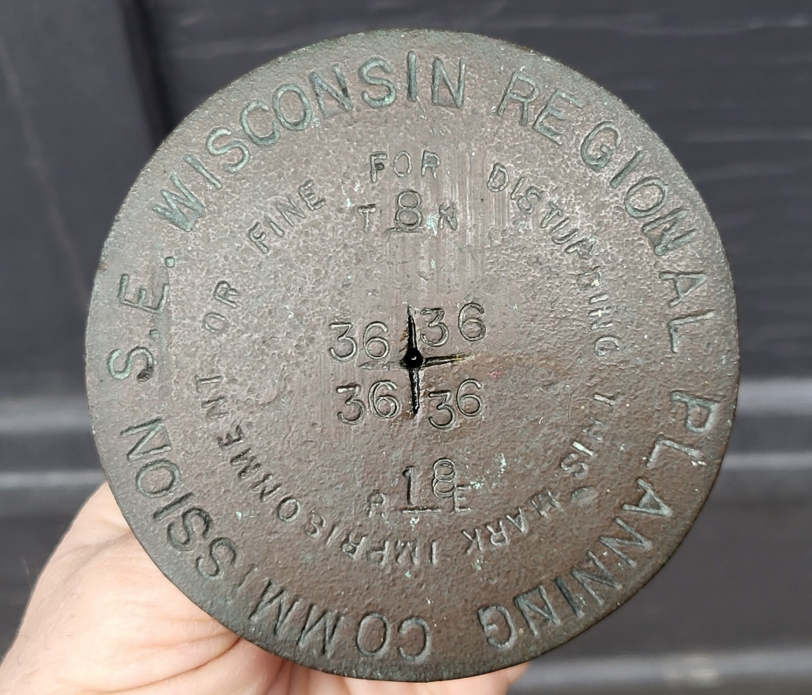 Vintage Survey Geodetic Marker SE Wisconsin Regional Planning Commission SEWRPC