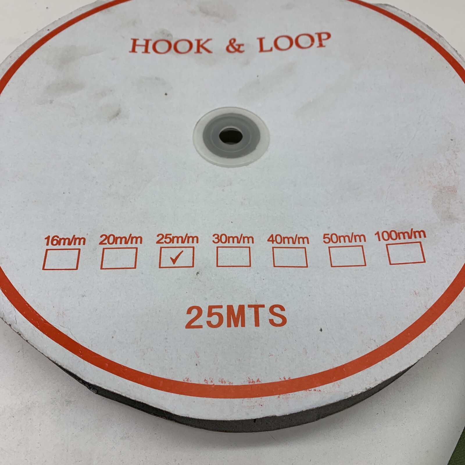 Hook & Loop 25MTS Touch & Close Fastener Green 25mm Wide HOOK SIDE ONLY!