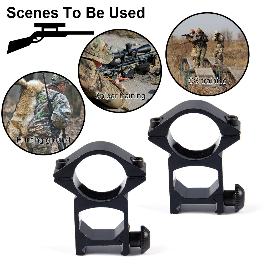 1" Diameter 11mm High Profile See-Thru Dovetail Scope Ring Mount 2PCS Black